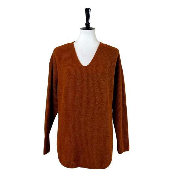 Apt. 9 Sweater V-neck Oversized Long Sleeves Soft Dark Orange Women’s Size Large - Picture 1 of 10